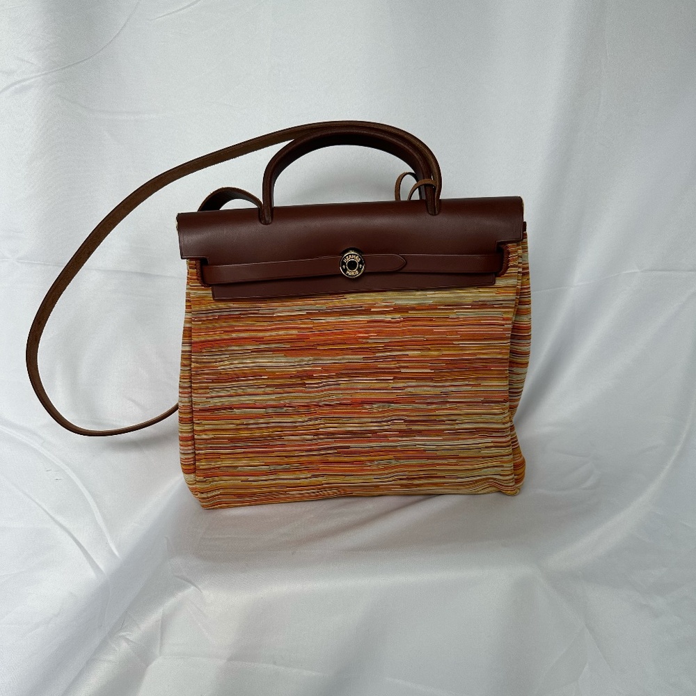 Hermes Multicolor Canvas and Leather Vibrato 2 in 1 Herbag 31 cm Bag